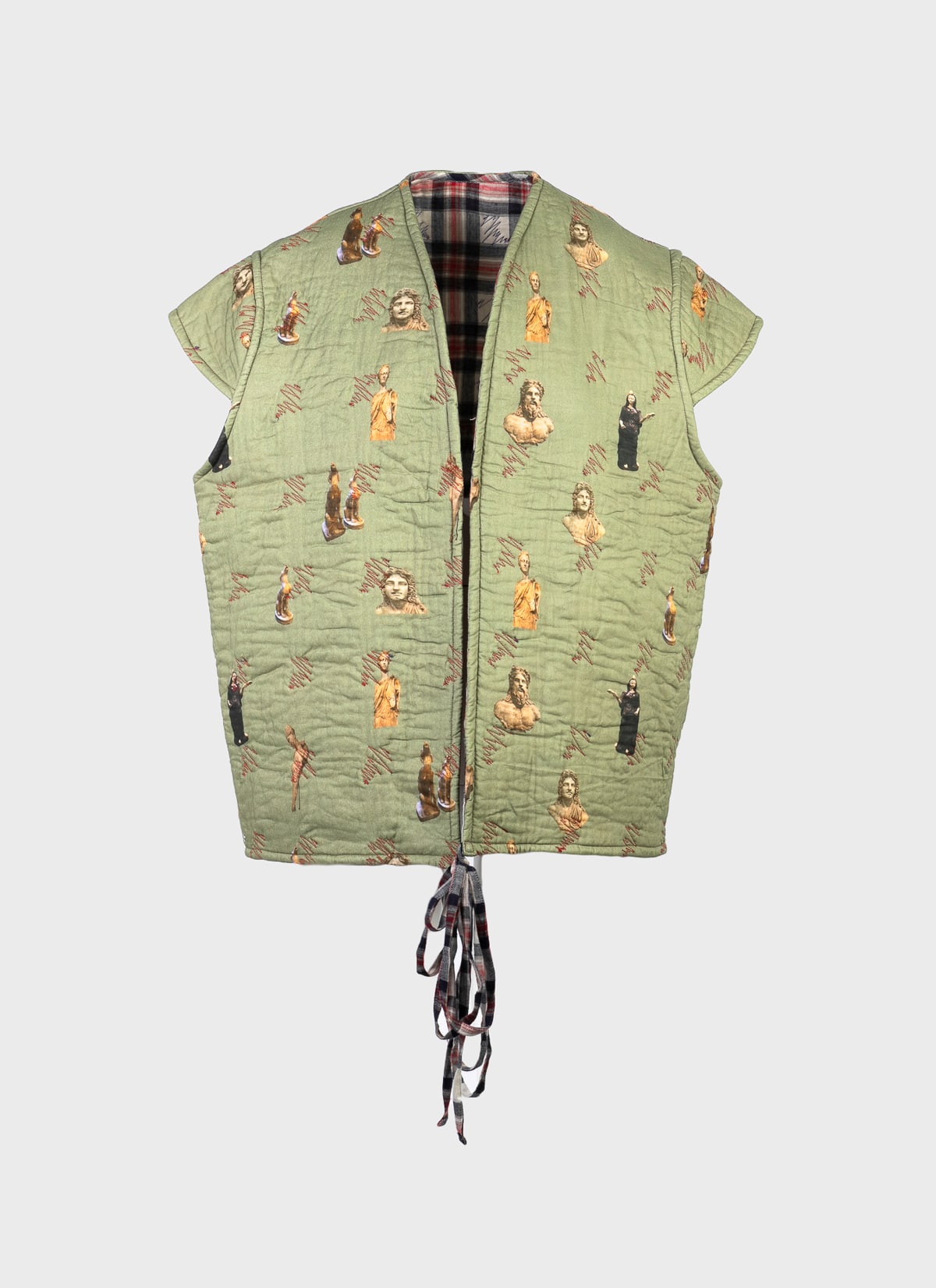 Bless Reversible Lining Vest Green Statue