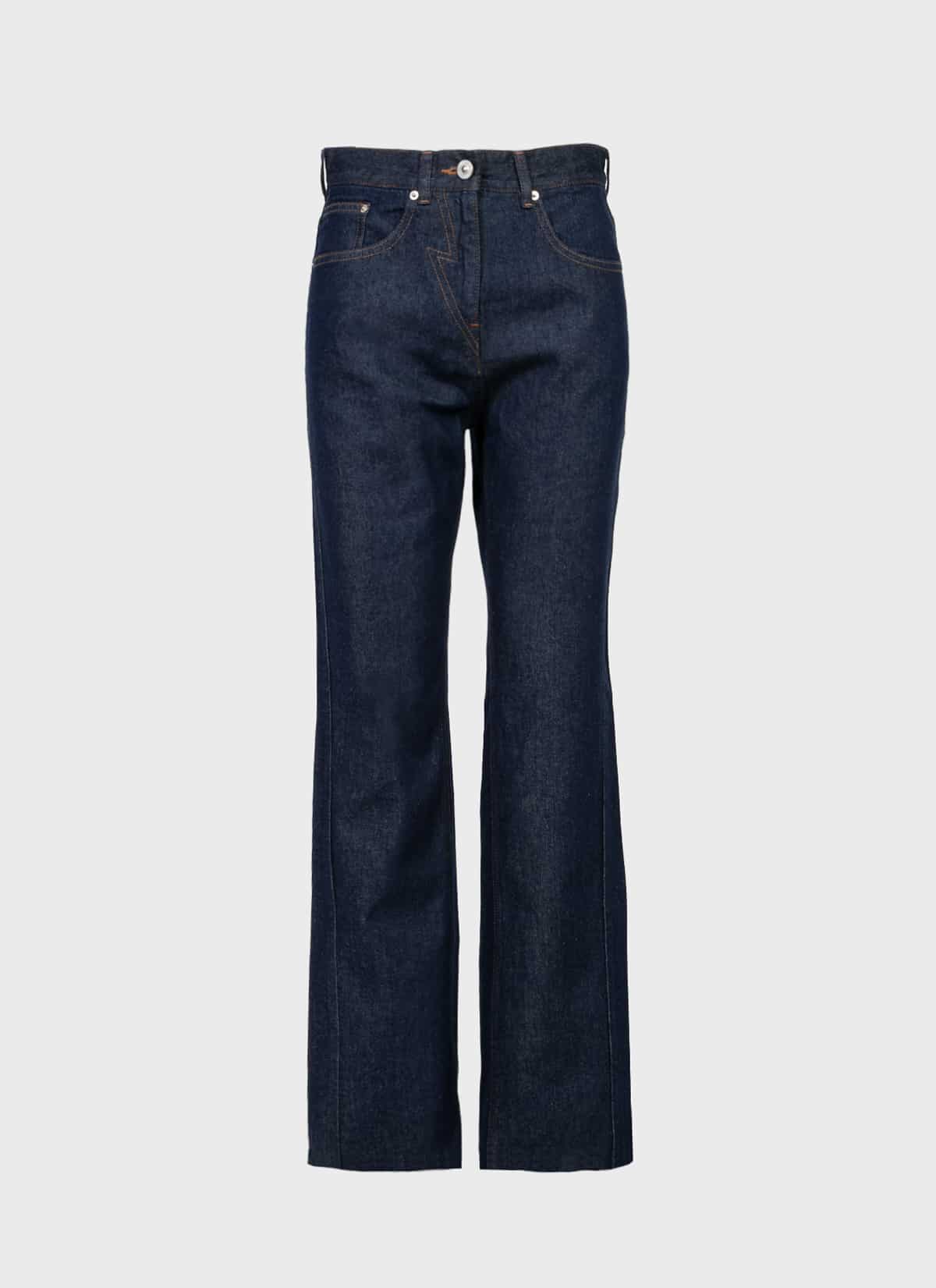 Pushbutton Raw Denim Relaxed Jeans