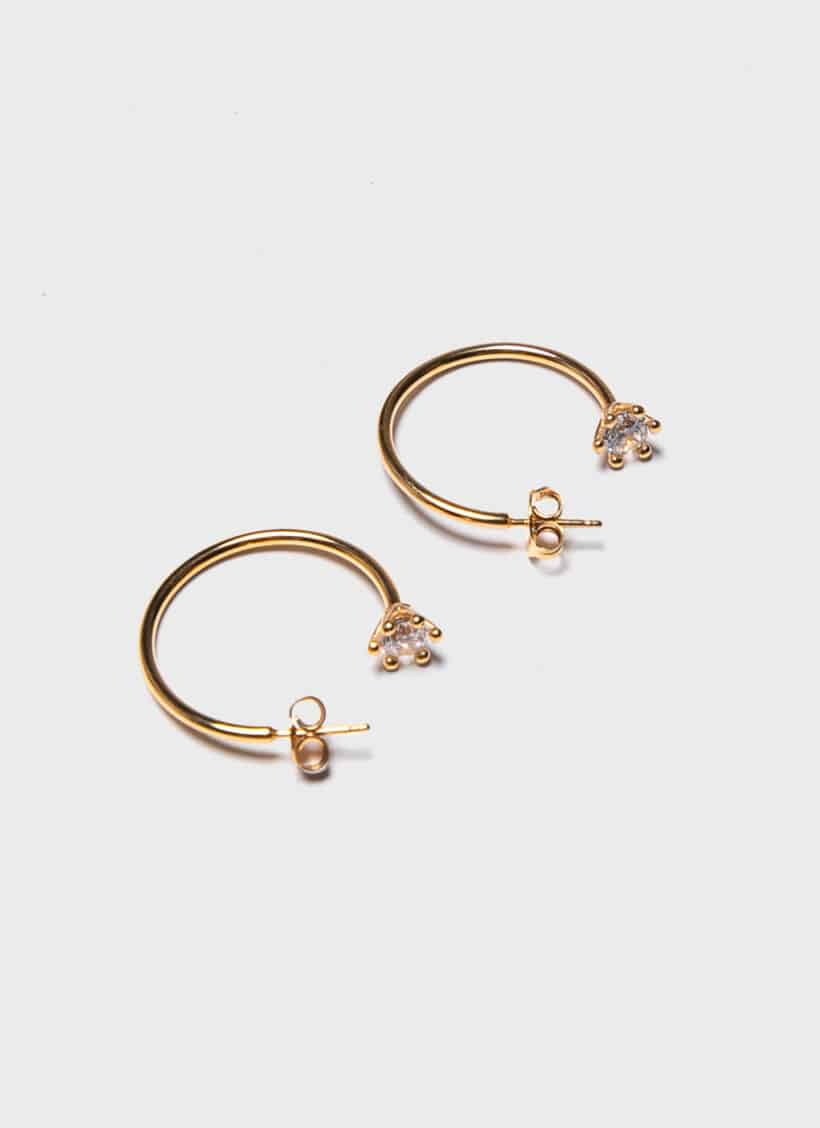 D’heygere Solitaire Hoops Gold White