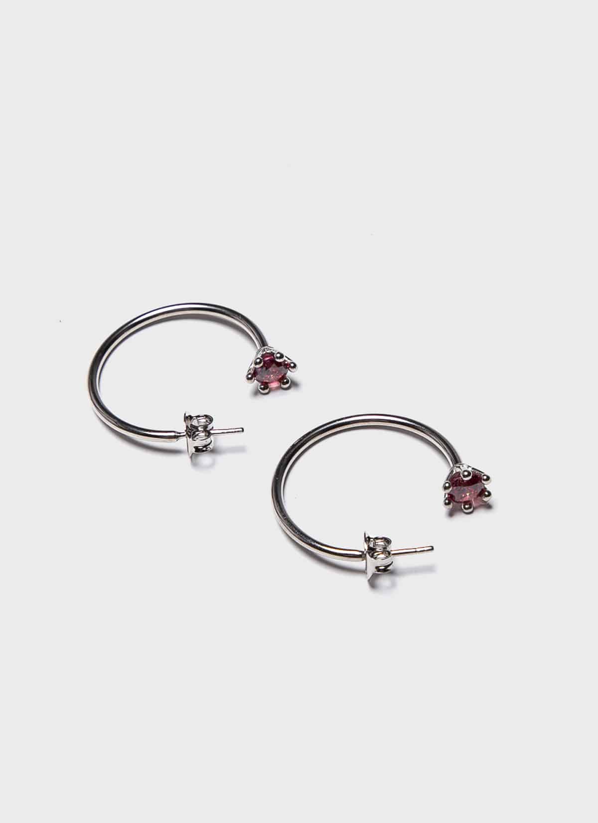 D’heygere Solitaire Hoops Silver Pink