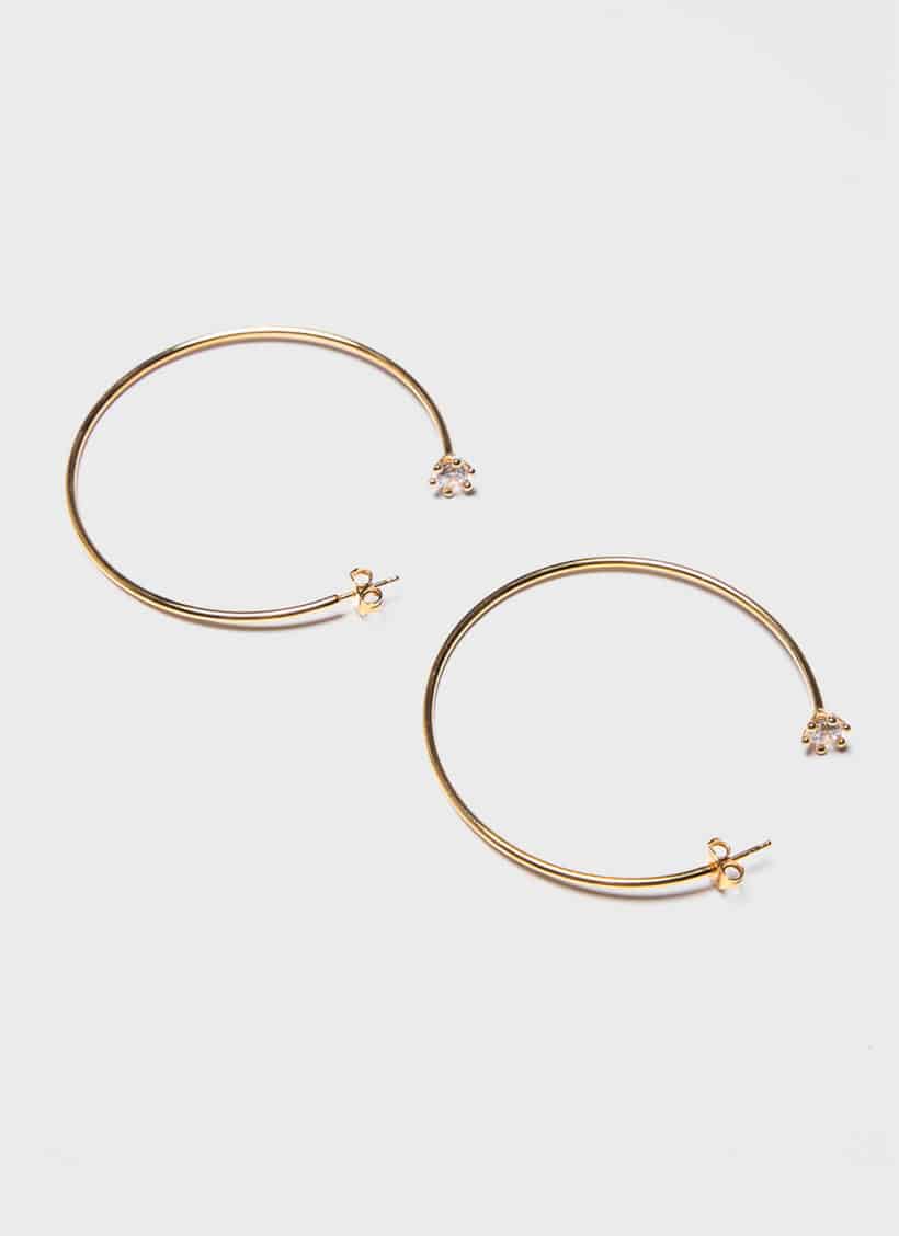 D’heygere Solitaire Hoops XL Gold White