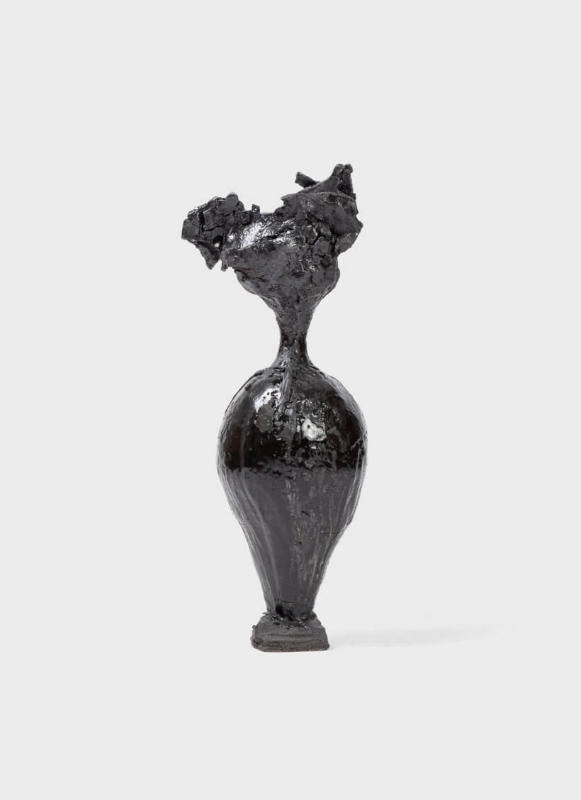 AnnaLeaClelia Tunesi Tall Sculptural Vessel Glossy Black